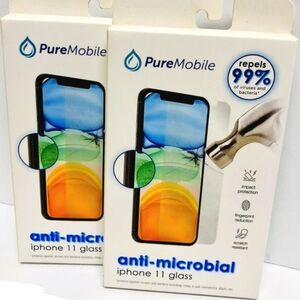 PureMobile iPhone 11 Anti-Microbial Glass Invisible Shield 2 Pack
